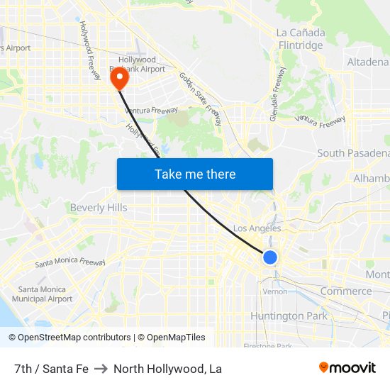 7th / Santa Fe to North Hollywood, La map