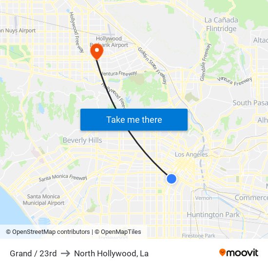 Grand / 23rd to North Hollywood, La map