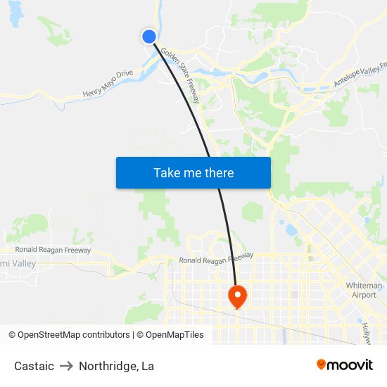 Castaic to Northridge, La map