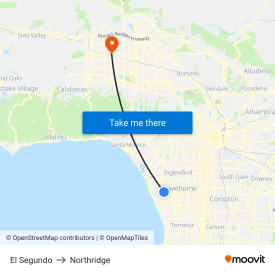 El Segundo to Northridge map