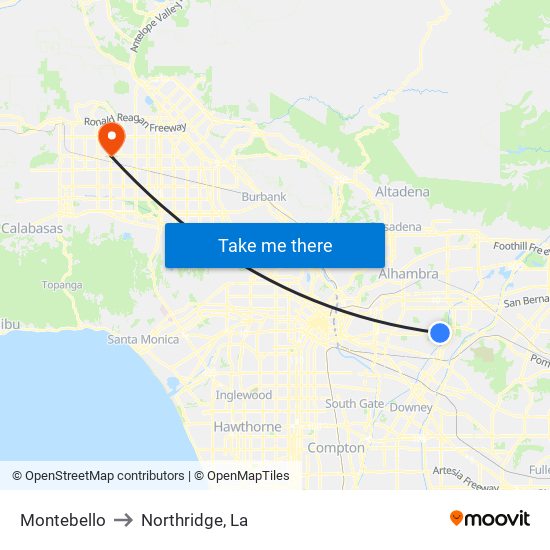 Montebello to Northridge, La map
