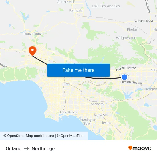 Ontario to Northridge map