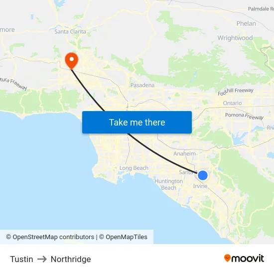 Tustin to Northridge map