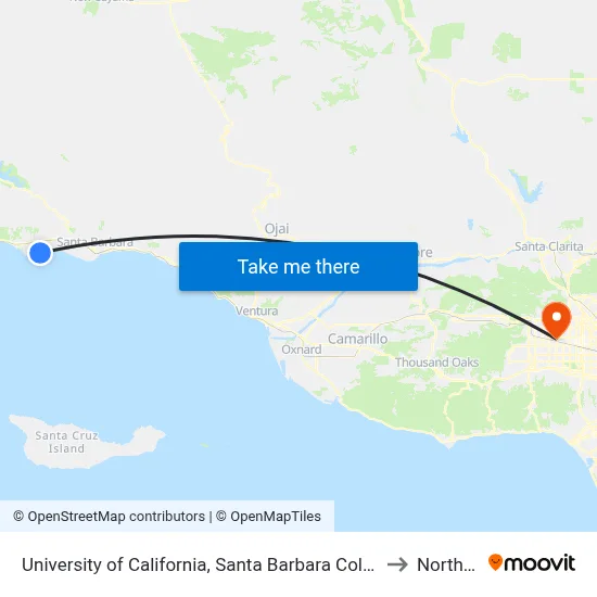 University of California, Santa Barbara College of Engineering to Northridge map