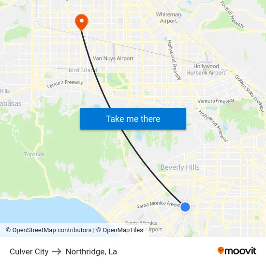 Culver City to Northridge, La map