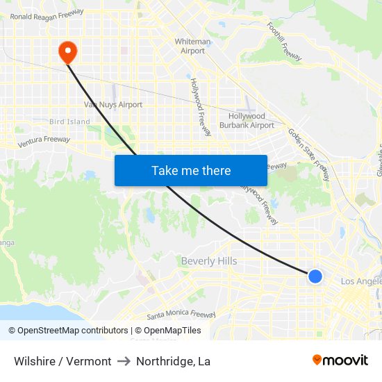 Wilshire / Vermont to Northridge, La map