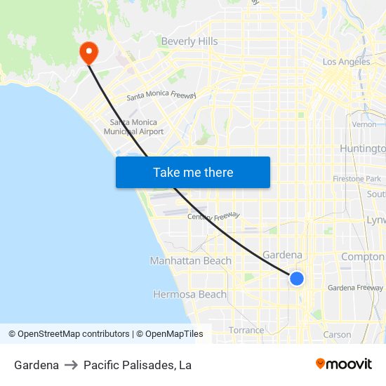 Gardena to Pacific Palisades, La map