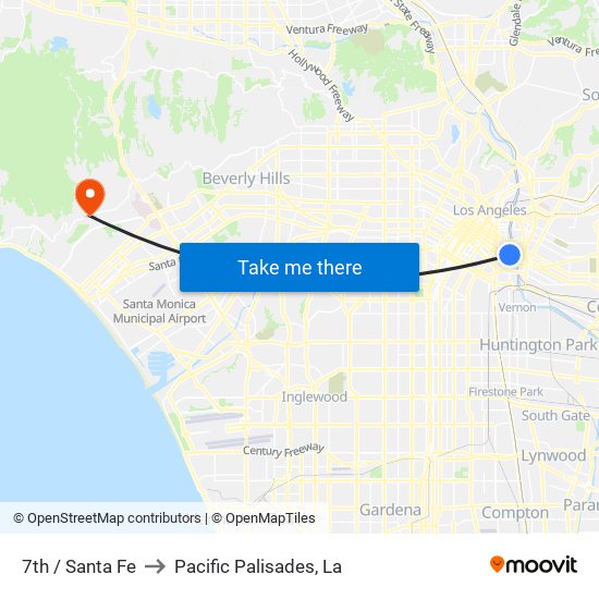 7th / Santa Fe to Pacific Palisades, La map