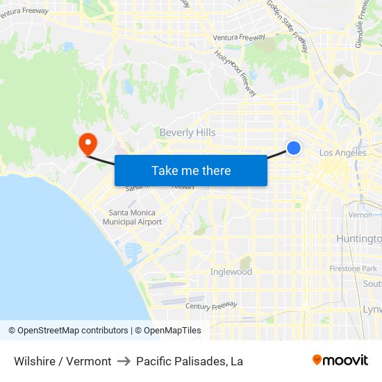 Wilshire / Vermont to Pacific Palisades, La map