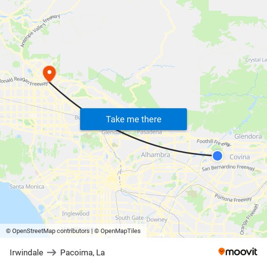 Irwindale to Pacoima, La map