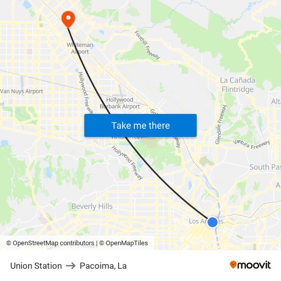 Union Station to Pacoima, La map