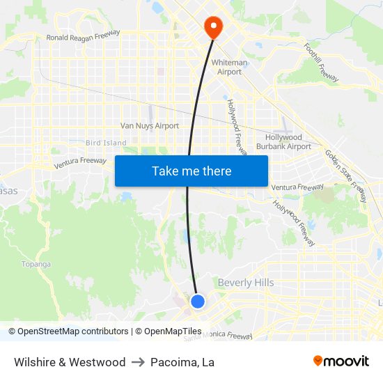 Wilshire & Westwood to Pacoima, La map