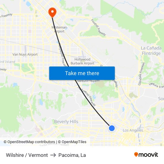 Wilshire / Vermont to Pacoima, La map