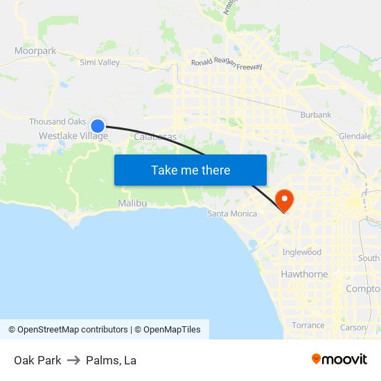 Oak Park to Palms, La map