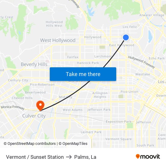 Vermont / Sunset Station to Palms, La map