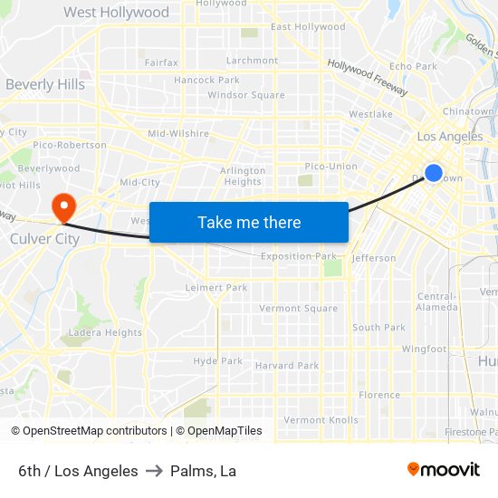 6th / Los Angeles to Palms, La map