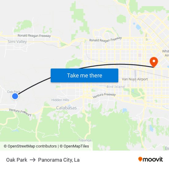 Oak Park to Panorama City, La map