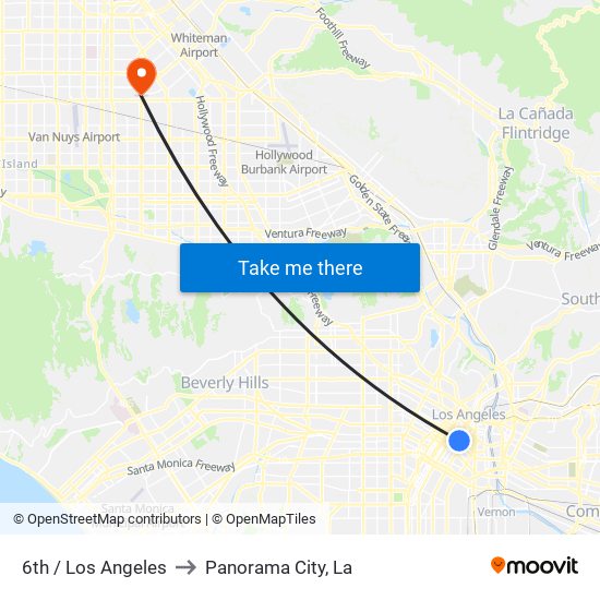 6th / Los Angeles to Panorama City, La map