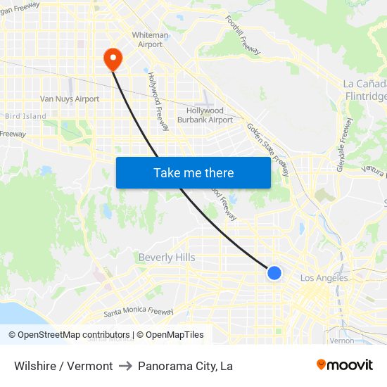 Wilshire / Vermont to Panorama City, La map