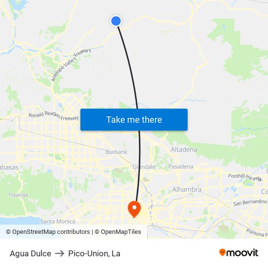 Agua Dulce to Pico-Union, La map