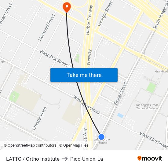 LATTC / Ortho Institute to Pico-Union, La map