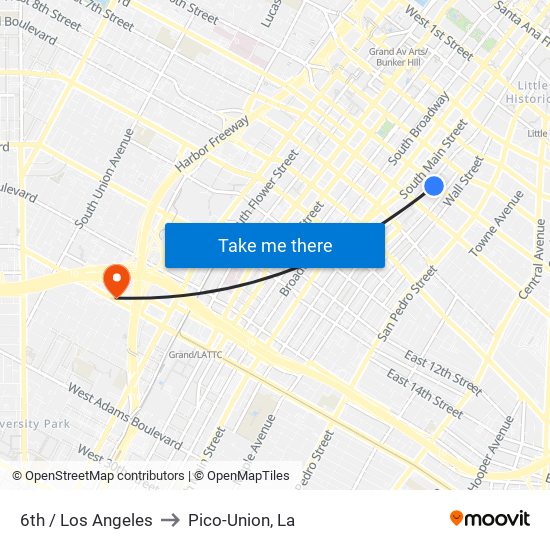 6th / Los Angeles to Pico-Union, La map