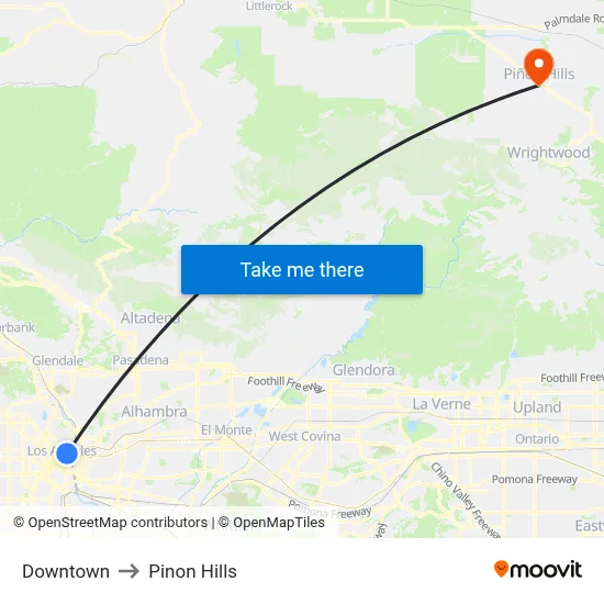 Downtown to Pinon Hills map