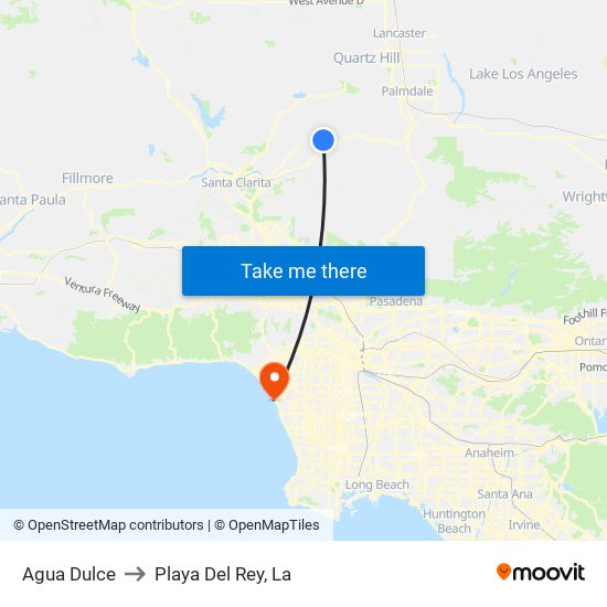 Agua Dulce to Playa Del Rey, La map