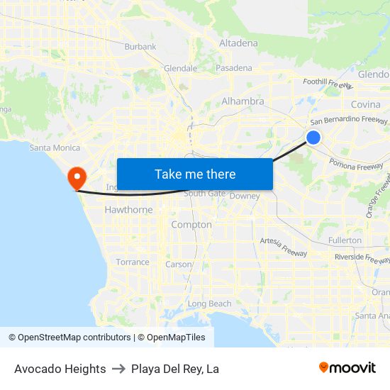 Avocado Heights to Playa Del Rey, La map