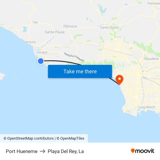 Port Hueneme to Playa Del Rey, La map