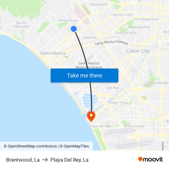 Brentwood, La to Playa Del Rey, La map