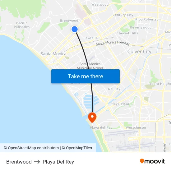 Brentwood to Playa Del Rey map
