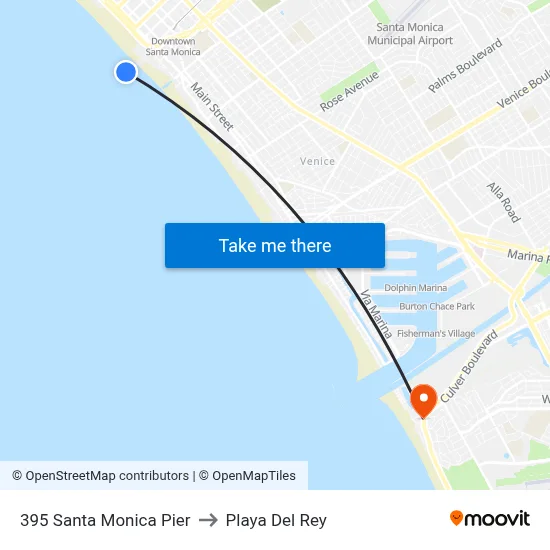 395 Santa Monica Pier to Playa Del Rey map