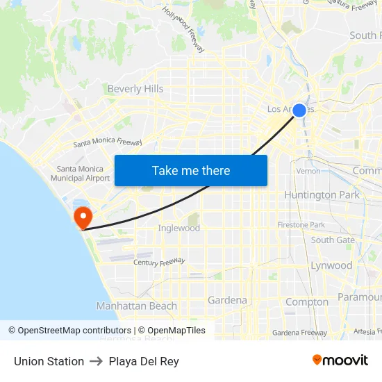 Union Station to Playa Del Rey map