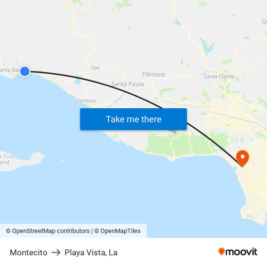 Montecito to Playa Vista, La map