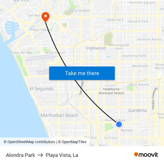 Alondra Park to Playa Vista, La map