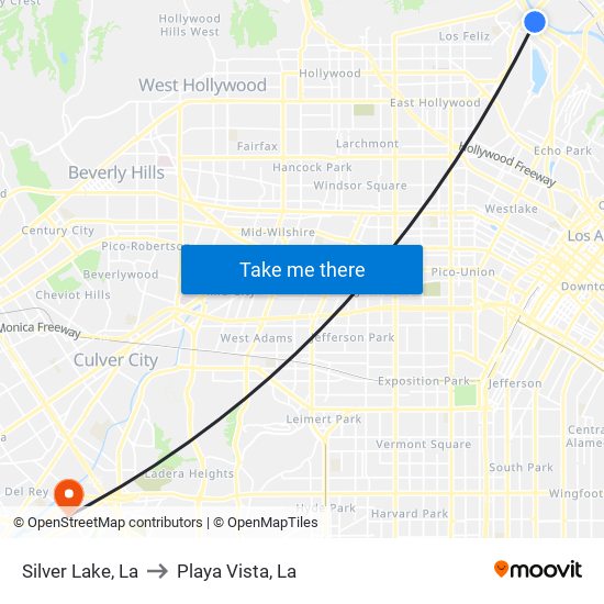 Silver Lake, La to Playa Vista, La map