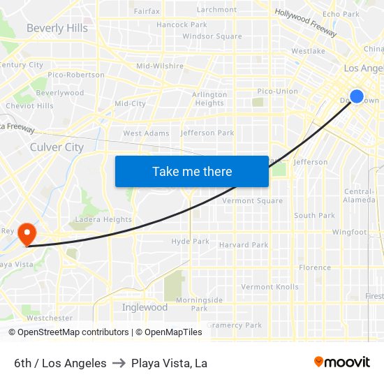 6th / Los Angeles to Playa Vista, La map