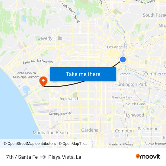 7th / Santa Fe to Playa Vista, La map