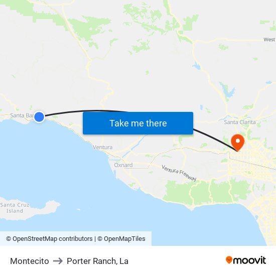 Montecito to Porter Ranch, La map