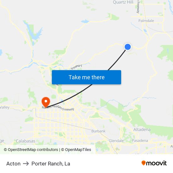 Acton to Porter Ranch, La map