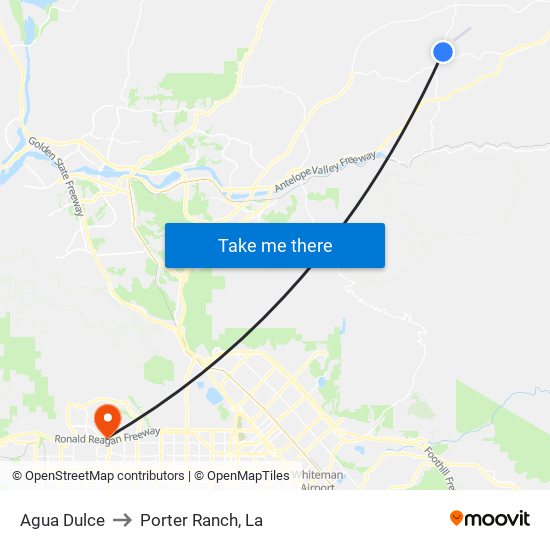 Agua Dulce to Porter Ranch, La map