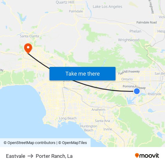 Eastvale to Porter Ranch, La map