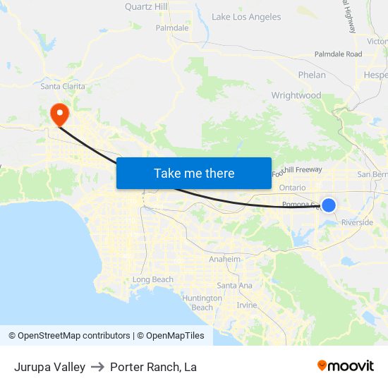 Jurupa Valley to Porter Ranch, La map