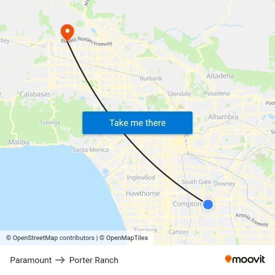 Paramount to Porter Ranch map