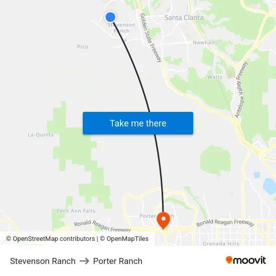Stevenson Ranch to Porter Ranch map