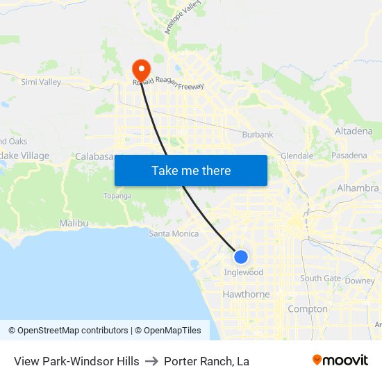 View Park-Windsor Hills to Porter Ranch, La map