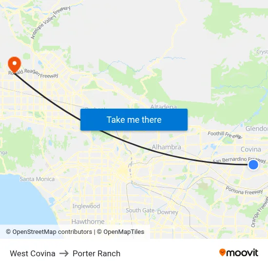 West Covina to Porter Ranch map