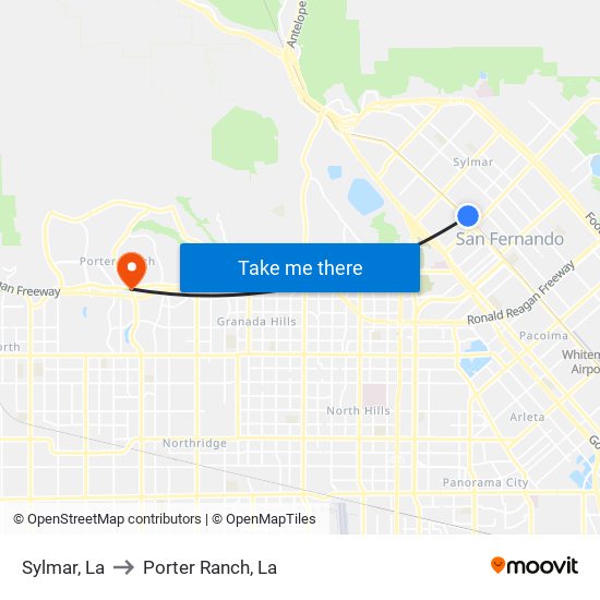 Sylmar, La to Porter Ranch, La map