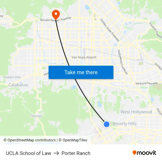 UCLA School of Law to Porter Ranch map
